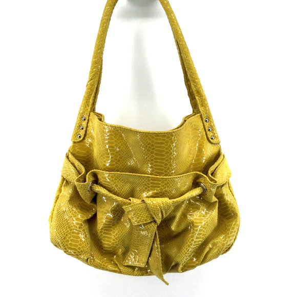 Perlina Handbags - Perlina Yellow Snake Shoulder Bag